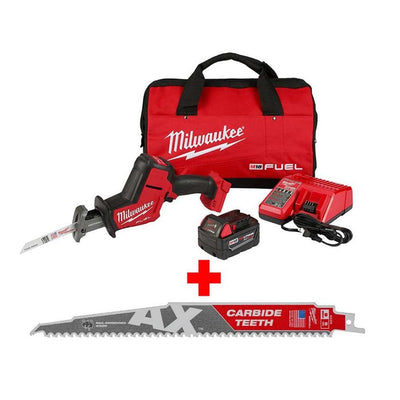 M18 FUEL 18-Volt Lithium-Ion Brushless Cordless HACKZALL Reciprocating Saw Kit with Carbide Teeth AX SAWZALL Blade - Super Arbor