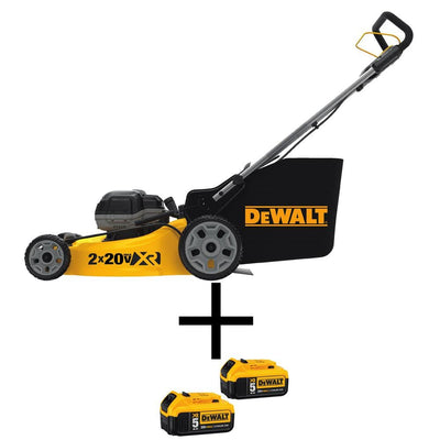 DEWALT 20 in. 20V MAX Lithium Ion Cordless Battery Walk Behind Push Lawn Mower with (4) 5.0Ah Batteries and Charger Included - Super Arbor