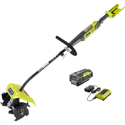 RYOBI 10 in. 40-Volt X Lithium-Ion Cordless Attachment Capable Cultivator - 2.6 Ah Battery and Charger Included