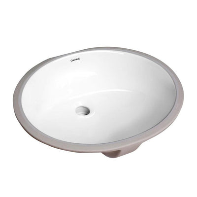 Boyel Living 17 in. x 14 in. Oval Undercounter Bathroom Ceramic Vanity Sink 1601W in White - Super Arbor
