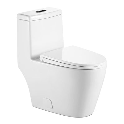 Double Flush Toilet Fashion White Round Toilet One Piece White 1 Piece 0.8/1.28 GPF White Double Flush Toilet - Super Arbor