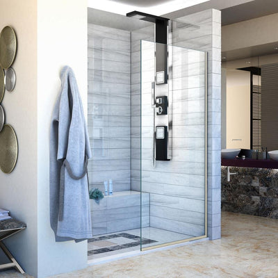 Linea 34 in. x 72 in. Semi-Frameless Fixed Shower Screen in Brushed Nickel without Handle - Super Arbor