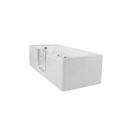 Laydown 72 in. Walk-in Whirlpool Bathtub in White with Left Hinged Middle Glass Door and 2 in. Left Drain - Super Arbor