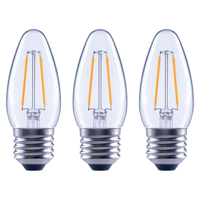 EcoSmart 25-Watt Equivalent B11 Dimmable Clear Filament Vintage Style LED Light Bulb Soft White (3-Pack) - Super Arbor