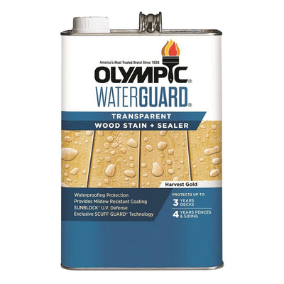 Olympic WaterGuard 1 gal. Harvest Gold Transparent Wood Stain and Sealer - Super Arbor