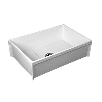 24 in. x 36 in. x 12 in. Molded Stone Floor-Mount Mop Service Basin Tub in White - Super Arbor