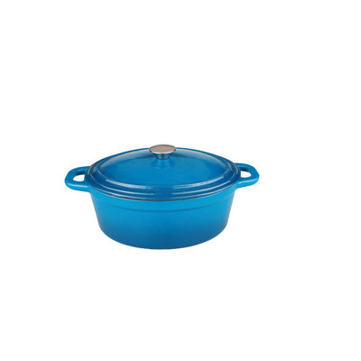 Neo 8 Qt. Oval Cast Iron Blue Casserole Dish with Lid - Super Arbor