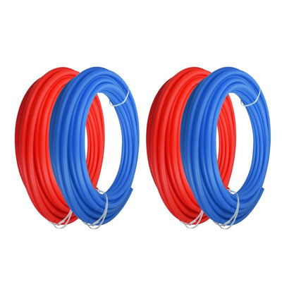 1/2 in. x 300 ft. and 3/4 in. x 300 ft. PEX Tubing Potable Water Pipe - 2 Red 2 Blue - Super Arbor