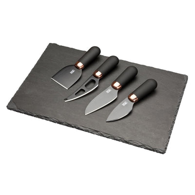 Brooklyn Copper 4-Piece Cheese Knife Set Plus Slate Cheese Serving Board - Super Arbor
