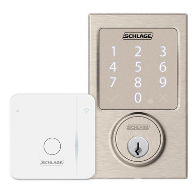 Century Satin Nickel Sense Smart Door Lock and Wi-fi Adapter Bundle - Super Arbor