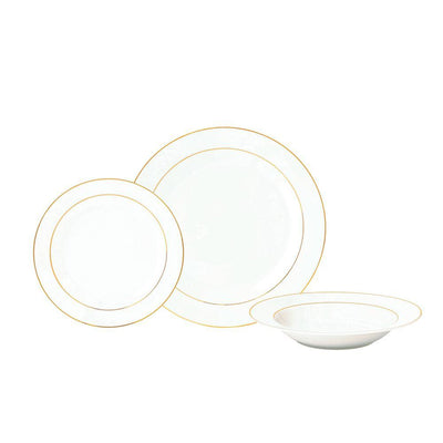 12-Piece Traditional Gold rim and white Porcelain Dinnerware Set (Service for 4) - Super Arbor