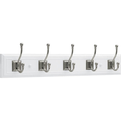 27 in. White and Satin Nickel Architectural Hook Rack - Super Arbor