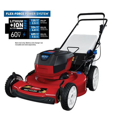 Toro 22 in. Recycler 60-Volt Max Lithium-Ion Cordless Battery Walk Behind Push Lawn Mower - Battery/Charger Not Included - Super Arbor