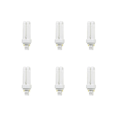 13W Equiv PL CFLNI Quad Tube 2-Pin Plug-in GX23-2 Base Compact Fluorescent CFL Light Bulb, Cool White 4100K (6-Pack) - Super Arbor