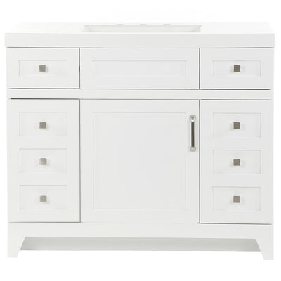 Rosedale 42 in. W x 19 in. D Bathroom Vanity in White with Cultured Marble Vanity Top in White with White Sink - Super Arbor