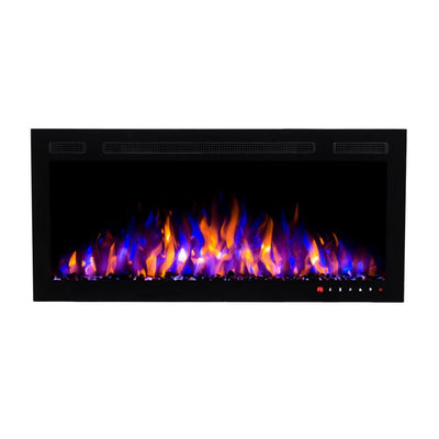 Slimline 36 in. Wall Mount and Recessed Electric Fireplace in Black - Super Arbor