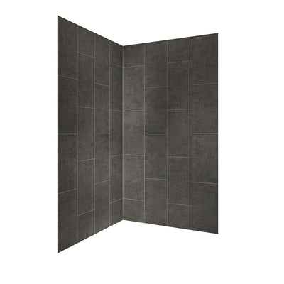 Jetcoat 42 in. x 78 in. 2-Piece Easy-Up Adhesive Neo-Angle Shower Surround in Slate - Super Arbor