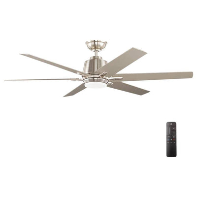 Kensgrove 54 in. Integrated LED Brushed Nickel Ceiling Fan with Light and Remote Control - Super Arbor