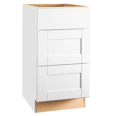 Shaker Assembled 18x34.5x24 in. Drawer Base Kitchen Cabinet with Ball-Bearing Drawer Glides in Satin White