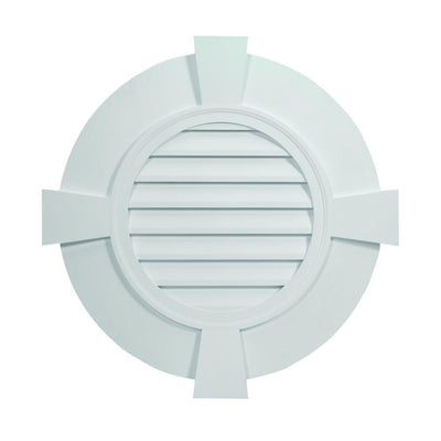 38 in. x 38 in. Round White Polyurethane Weather Resistant Gable Louver Vent - Super Arbor