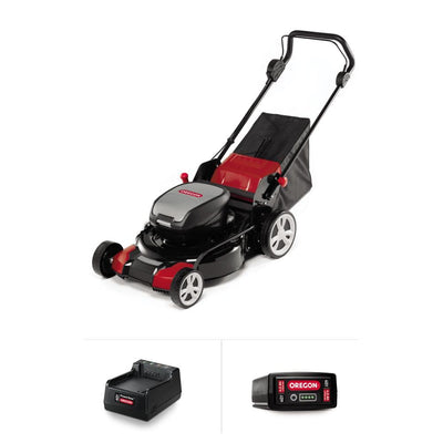 Oregon LM400 20 in. 40-Volt Battery Walk Behind Push Lawn Mower with 1 4.0 Ah Battery and 1 C600 Standard Charger - Super Arbor