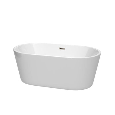 Carissa 5 ft. Acrylic Flatbottom Non-Whirlpool Bathtub in White with Brushed Nickel Trim - Super Arbor