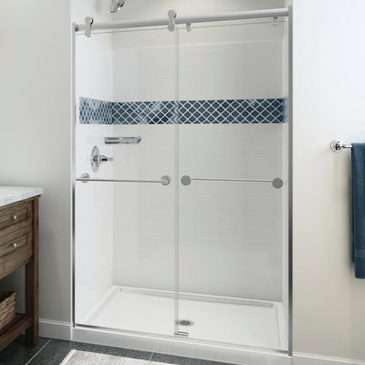 UPstile 34 in. x 48 in. x 74 in. 3-Piece Direct-To-Stud Alcove Shower Surround with Customizable Design in White - Super Arbor