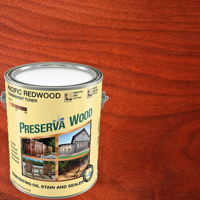 Preserva Wood 1 gal. Oil-Based Pacific Redwood Penetrating Exterior Stain and Sealer - Super Arbor