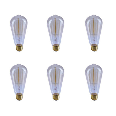 Feit Electric 40-Watt ST19 Dimmable Incandescent Amber Glass Vintage Edison Light Bulb with Cage Filament Soft White (6-Pack) - Super Arbor
