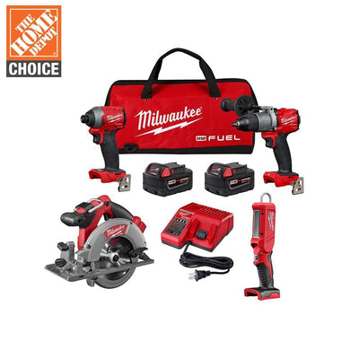 M18 FUEL 18-Volt Lithium-Ion Brushless Cordless Combo Kit (4-Tool) with Two 5.0 Ah Batteries, 1-Charger, 1-Tool Bag - Super Arbor