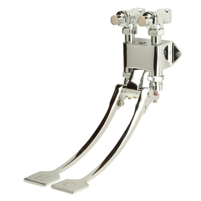 Wall Mounted 2-Handle Double Foot Pedal Utility Faucet in Chrome - Super Arbor