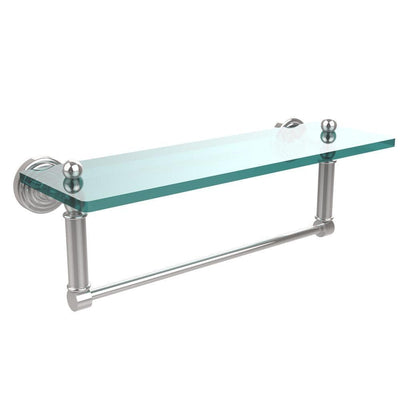 Waverly Place 16 in. L  x 5 in. H  x 5 in. W Clear Glass Bathroom Shelf with Towel Bar in Polished Chrome - Super Arbor
