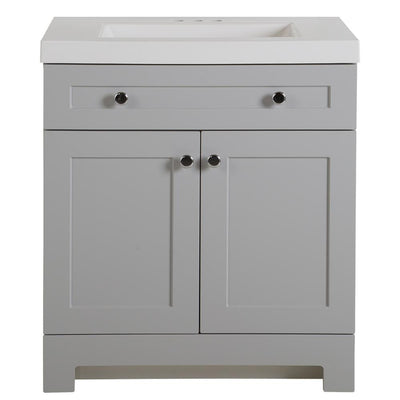 Everdean 30.5 in. W x 19 in. D x 34 in. H Vanity in Pearl Gray with Cultured Marble Vanity Top in White with White Sink - Super Arbor