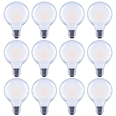 EcoSmart 60-Watt Equivalent G25 Globe Dimmable Frosted Glass Filament Vintage Style LED Light Bulb Daylight (12-Pack) - Super Arbor