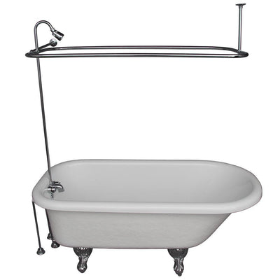5 ft. Acrylic Ball and Claw Feet Roll Top Tub in White with Polished Chrome Accessories - Super Arbor