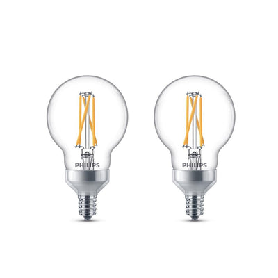 Philips 25-Watt Equivalent G16.5 Dimmable LED Light Bulb with Warm Glow Dimming Effect Soft White (2-Pack) - Super Arbor