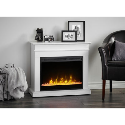Jasmine 31 in. Mantel with a 23 in. Electric Fireplace in White - Super Arbor