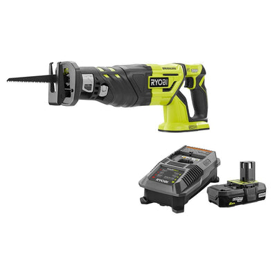 18-Volt ONE+ Cordless Brushless Reciprocating Saw with Wood Cutting Blade with 2.0 Ah Battery and Charger Kit - Super Arbor