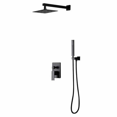 1-Spray Patterns with 1.5 GPM 10 in. Wall Mount Dual Shower Heads with Pressure Balance Valve in Matte Black - Super Arbor
