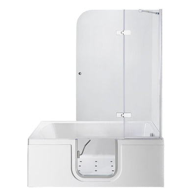 Laydown 60 in. Walk-in Air Bath Bathtub in White with RHS Hinged Middle Glass Door, Glass Door Screen, 2 in. RHS Drain - Super Arbor