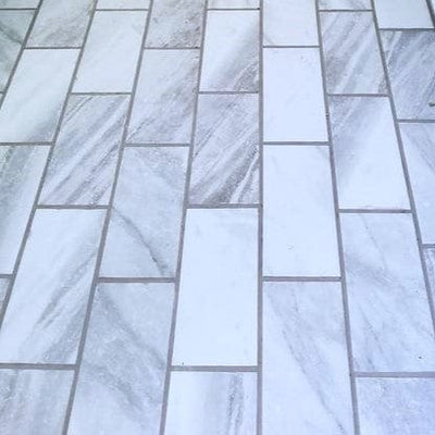 Style Selections Sovereign Stone Pearl 12-in x 24-in Glazed Porcelain Marble Stone Look Floor Tile