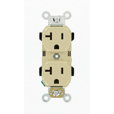20 Amp Industrial Grade Heavy Duty Self Grounding Duplex Outlet, Ivory - Super Arbor