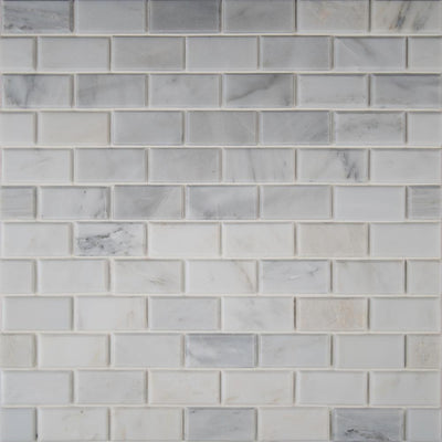 MSI Greecian White Beveled 12 in. x 12 in. x 10 mm Polished Marble Mesh-Mounted Mosaic Tile (1 sq. ft.) - Super Arbor