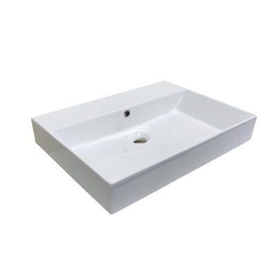 WS Bath Collections Energy 60 Wall Mount/Vessel Bathroom Sink in Ceramic White without Faucet Hole - Super Arbor