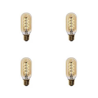 Feit Electric 40-Watt Equivalent T14 Dimmable LED Amber Glass Vintage Edison Light Bulb With Spiral Filament Warm White (4-Pack) - Super Arbor