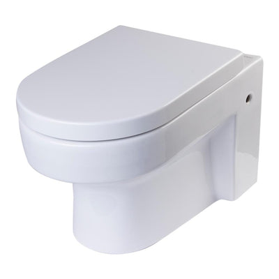Wall Mount 1-Piece 0.8/1.6 GPF Dual Flush Elongated Toilet Bowl in White Seat Included - Super Arbor