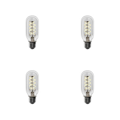 Feit Electric 40-Watt Equivalent T14 Dimmable LED Clear Glass Vintage Edison Light Bulb With Spiral Filament Warm White (4-Pack) - Super Arbor