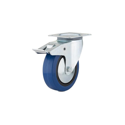 6-5/16 in. Blue Swivel with Double-Lock Brake plate Caster, 308.7 lb. Load Rating - Super Arbor