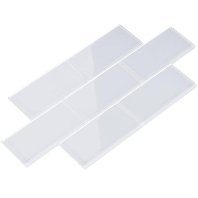 Giorbello Cool White 3 in. x 6 in. x 8mm Glass Subway Wall Tile (5.5 sq. ft./Case) - Super Arbor
