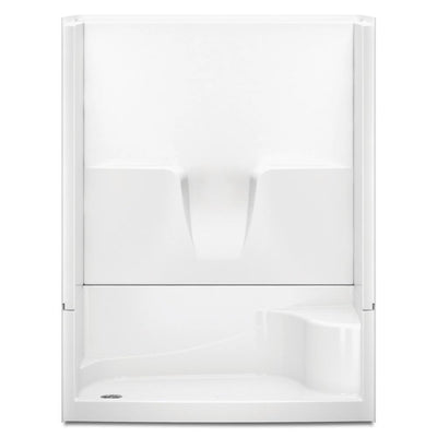 Varia 60 in. x 34 in. x 76 in. 4-Piece Shower Stall with Left Drain and Shower Bench in White - Super Arbor